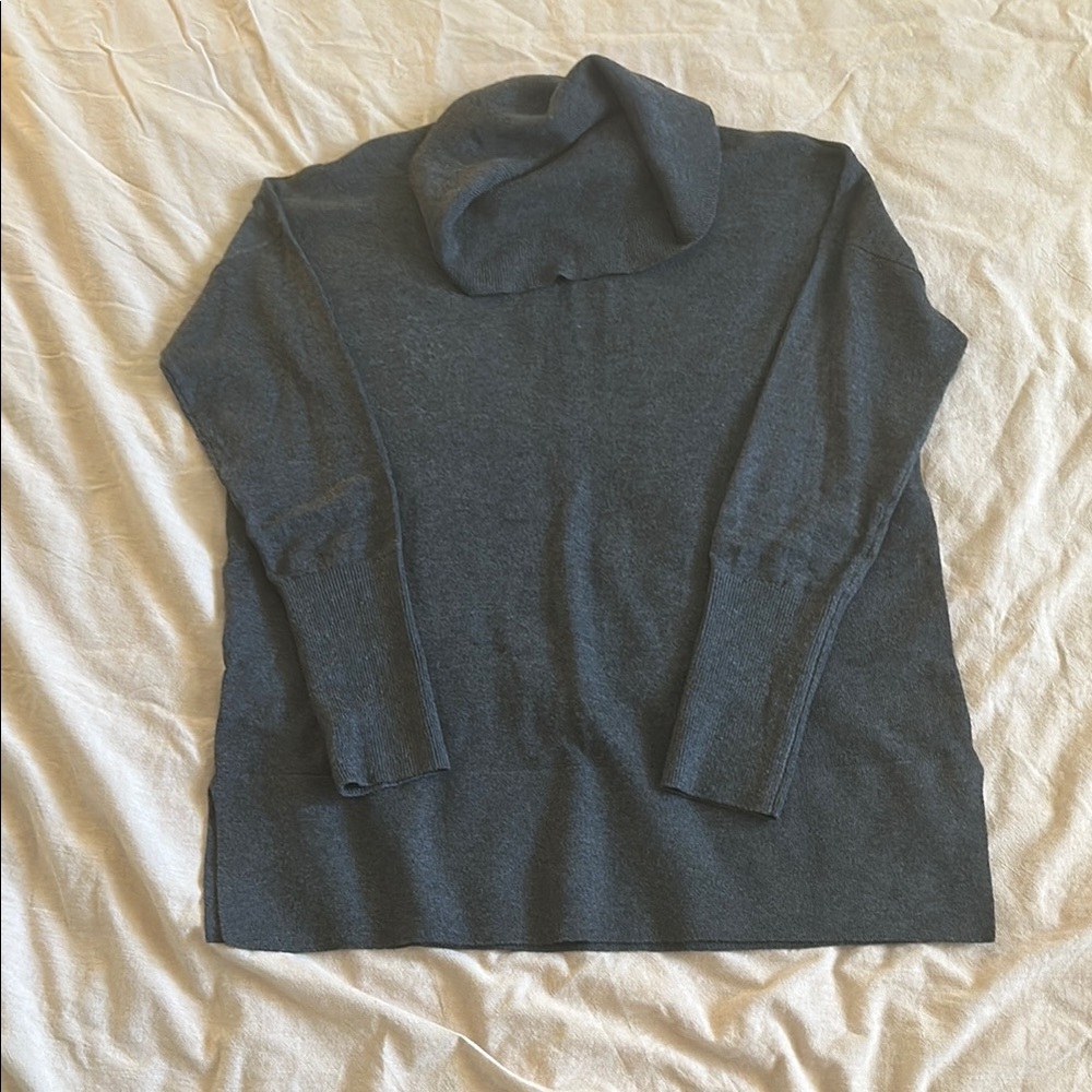 Gray Cowl Neck Sweater with Long Sleeves
